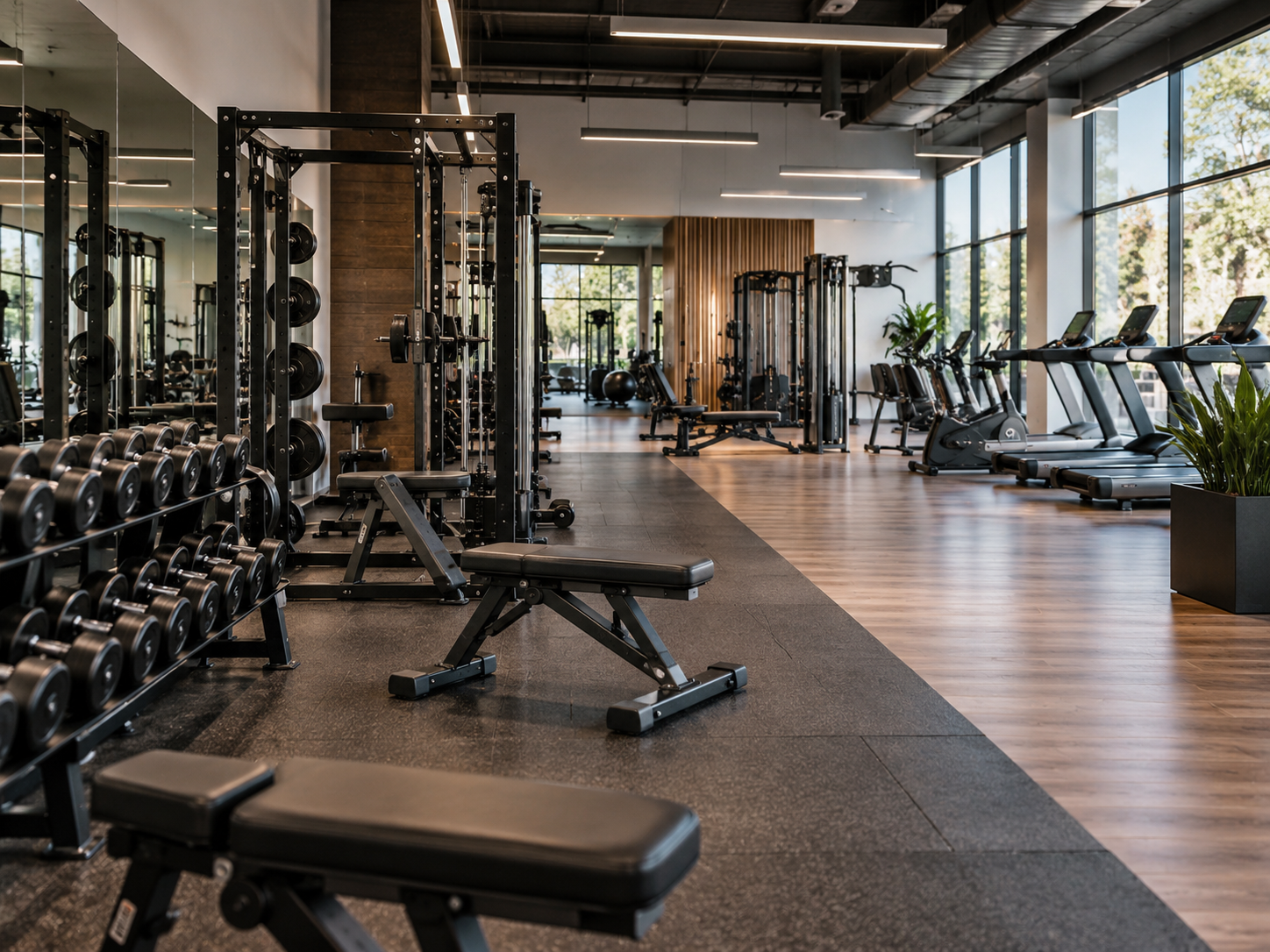 Illustrative image of a fitness studio in natural light